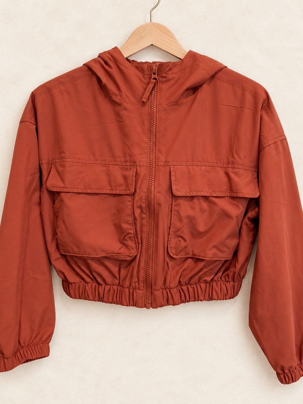 Old Navy Girls Rust Hooded Crop Utility Jacket / Lightweight Fall Outerwear